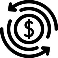 A dollar sign in a circle with arrows pointing to it vector