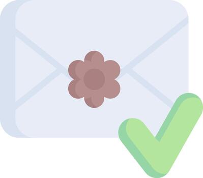 An envelope with a flower and tick vector