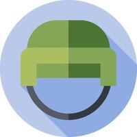 A flat icon of a helmet with a long shadow vector