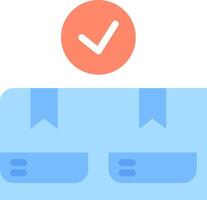 A blue and orange icon with a check mark on it vector