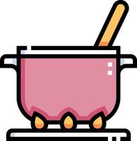 A pink pot with a wooden spoon in it vector
