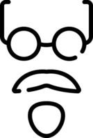 A black and white drawing of a man with glasses and a mustache vector