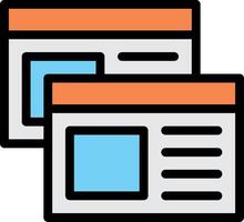 Two web pages with a blue and orange border vector