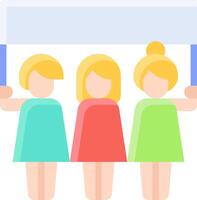 Three women holding up a sign with a blank space vector