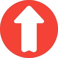 A red circle with an arrow pointing up vector
