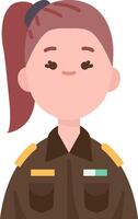 A cartoon woman in a military uniform vector
