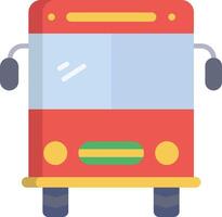 A red bus with yellow and green trim vector