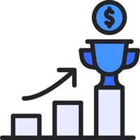 A trophy with a dollar sign on top of a bar chart vector