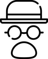 A black and white image of a man wearing a hat and glasses vector
