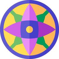 A purple and green circular logo with a star in the center vector
