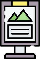 A computer monitor with a mountain on it vector