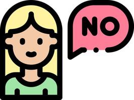 A cartoon woman with a speech bubble that says no vector
