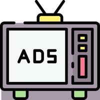 An ad on a television with the word ads on it vector