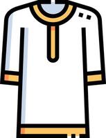 A white shirt with yellow trim and a yellow collar vector