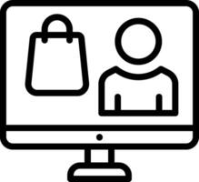 A computer screen with a shopping bag icon vector