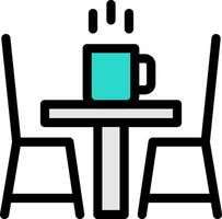 A table with two chairs and a cup of coffee vector