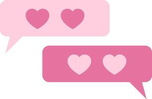 Two pink speech bubbles with hearts on them vector