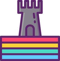 A castle with a tower on top of a rainbow colored stack vector