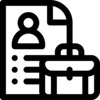 A black and white icon of a briefcase and a person vector