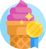 An ice cream cone with a medal and a ribbon vector