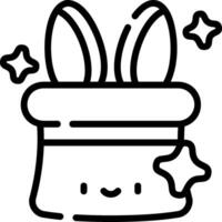 A black and white drawing of a hat with a bunny ears vector