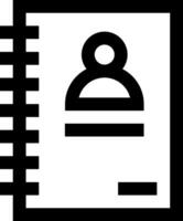 A black and white icon of a person in a notebook vector