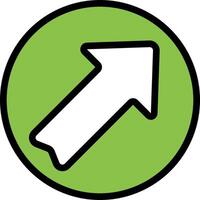 A green circle with an arrow pointing up vector