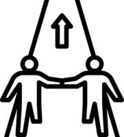 Two people holding hands and an arrow pointing up vector