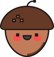 A cartoon acorn with a smile on its face vector