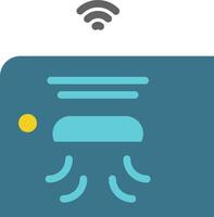 A wifi icon with a blue background and a yellow dot vector
