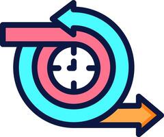 A clock and arrow pointing to it vector
