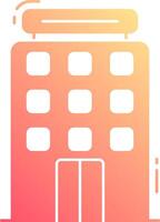 A building icon with a yellow and pink background vector