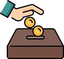 A hand putting coins into a box vector
