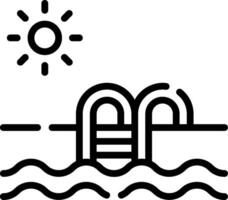 A black and white illustration of a pool and sun vector