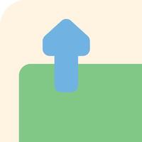 A blue arrow pointing up on a green background vector