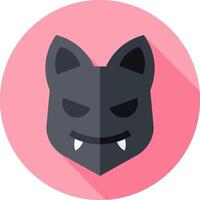A flat icon of a cat's face with long shadow vector