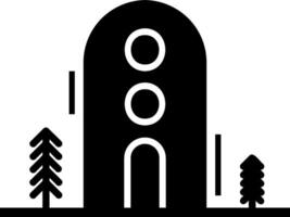 A black and white illustration of a mountain with trees vector