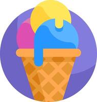 An ice cream cone with colorful ice cream vector