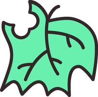 A green leaf with a black outline vector