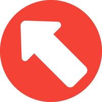 A red circle with an arrow pointing up vector
