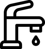 A black and white image of a faucet with a drop vector