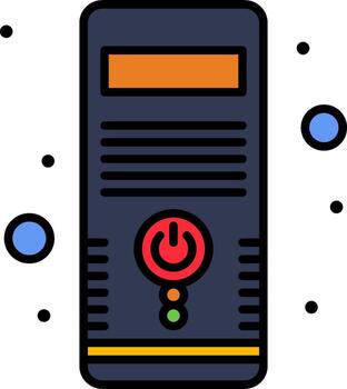 A computer with a power button on it vector