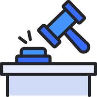 A judge's gavel hitting a box vector