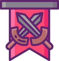 Two swords and a banner with a red ribbon vector