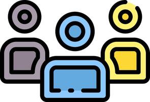 Three people with a laptop and a tablet vector