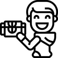 A man holding a box with a smile on his face vector