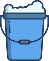 A bucket with soap and water in it vector