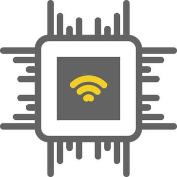 A wifi icon on a processor chip vector