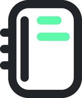 A notebook icon with green lines vector