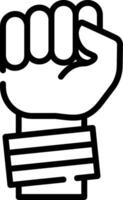 A black and white drawing of a fist with a band vector